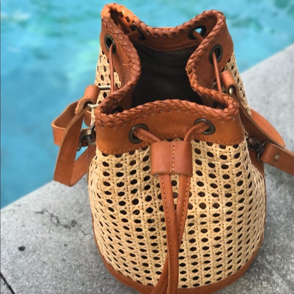 Handmade Leather and Straw Bag